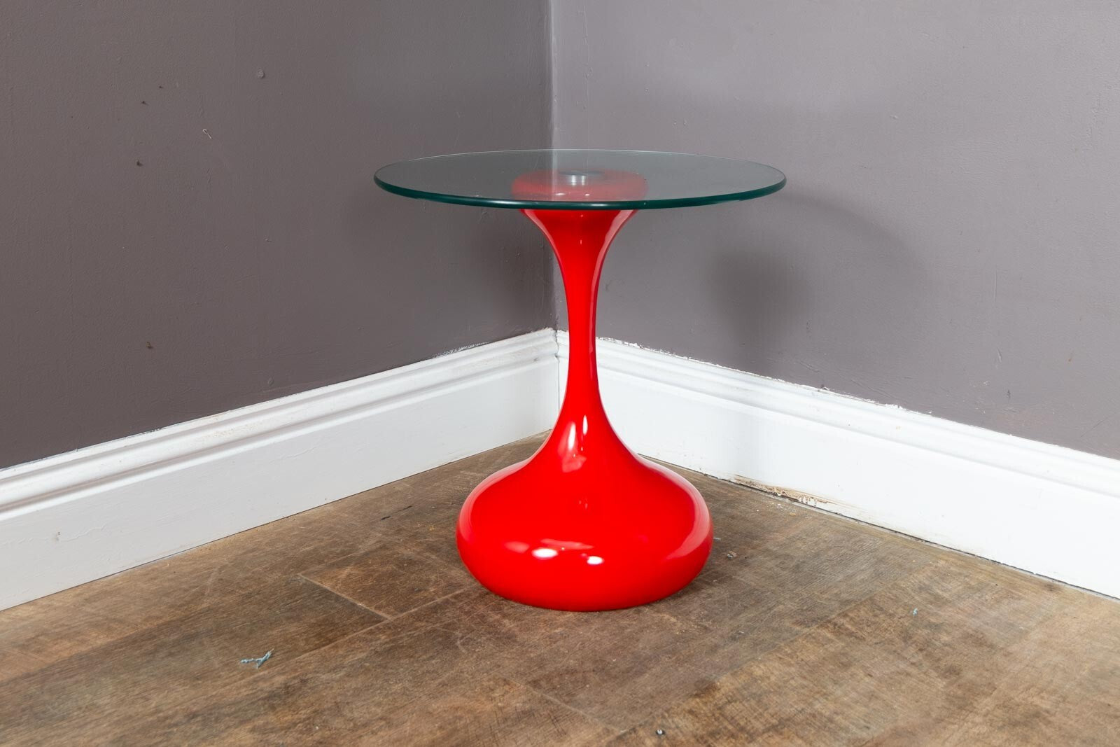 Vintage Pop Art Style Red and Glass Side Table