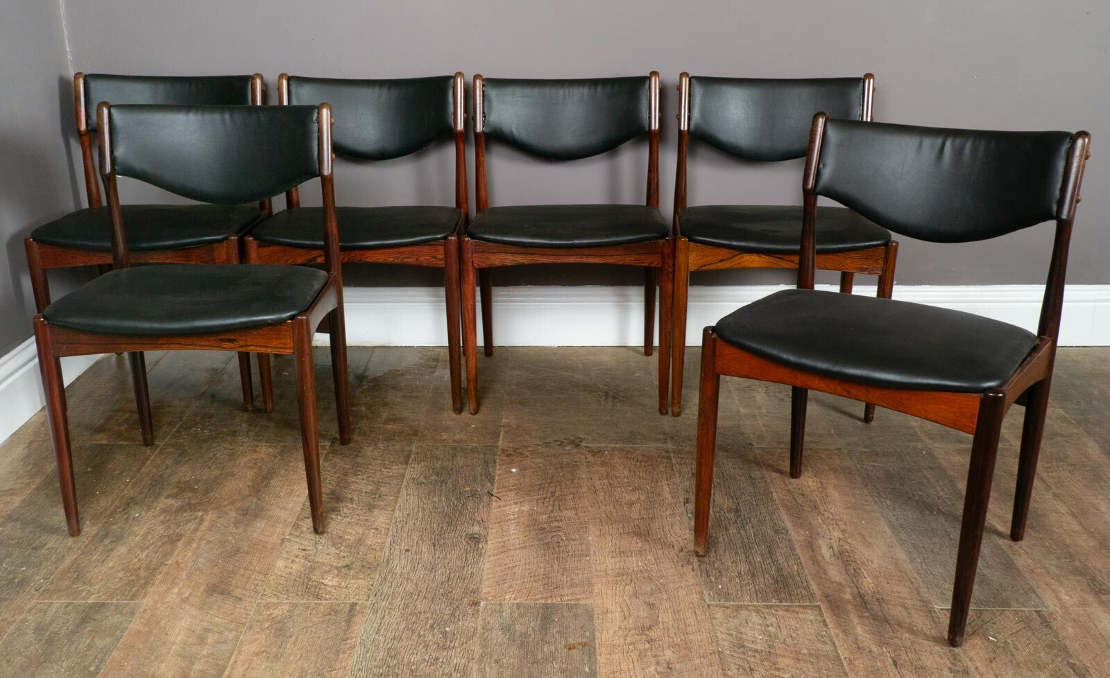 Vintage Retro Set of 6 Rosewood Dining Chairs by Johannes Andersen for BRDR