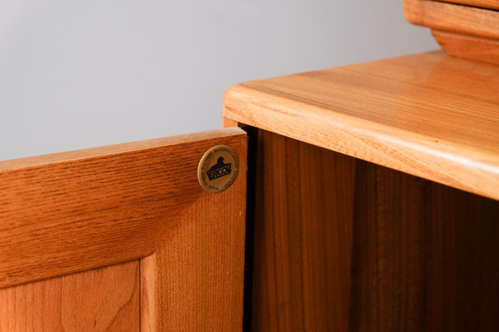 Vintage Ercol Light Elm Display Cabinet Sideboard Wall Unit