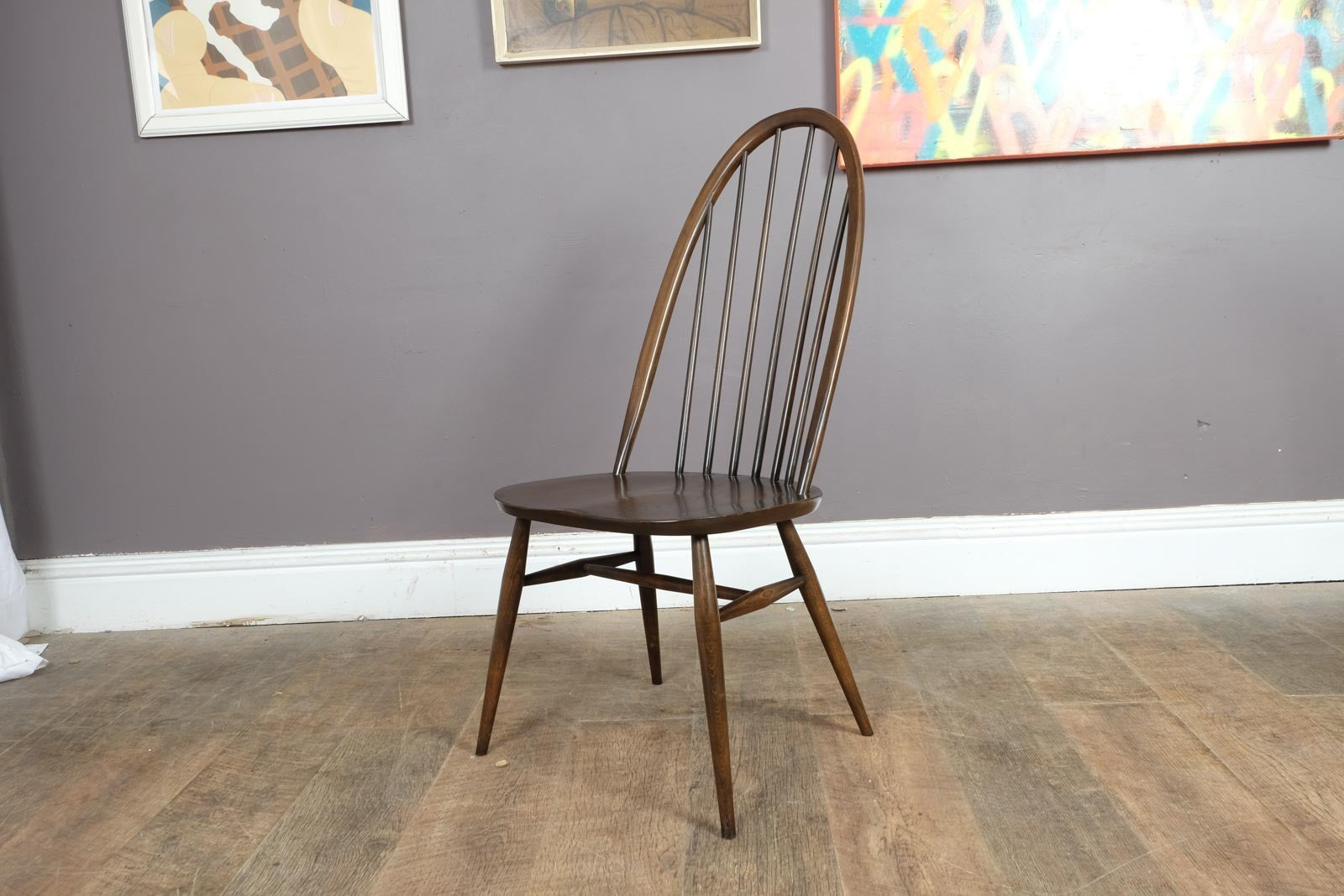 Ercol Dark Elm 6 Spindle Quaker Dining Chair