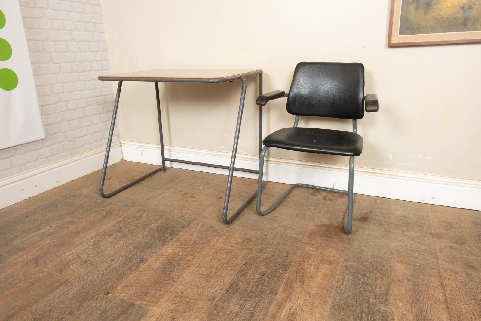 Vintage Retro Small Industrial School Desk and Chair - 10 available