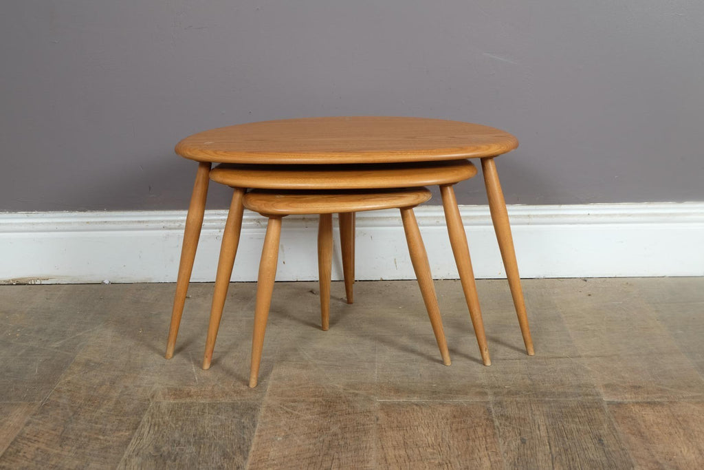 Vintage Retro Ercol Light Elm Pebble Tables
