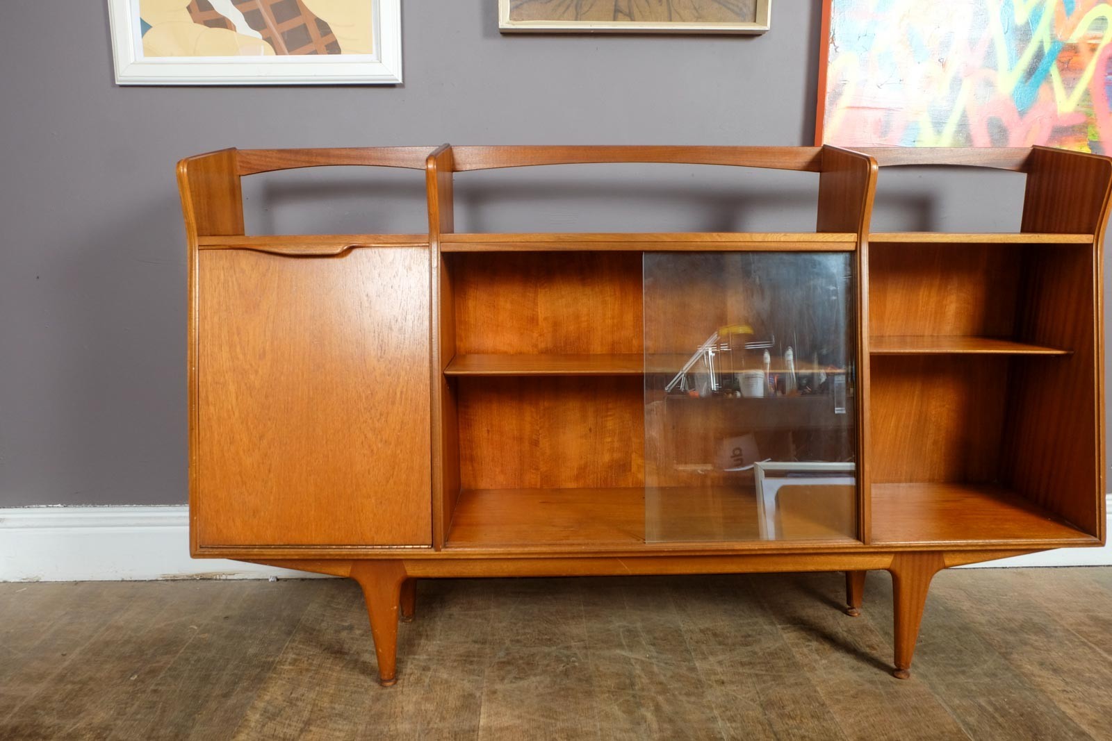 Vintage Mid Century Glazed Teak Bookcase by McIntosh
