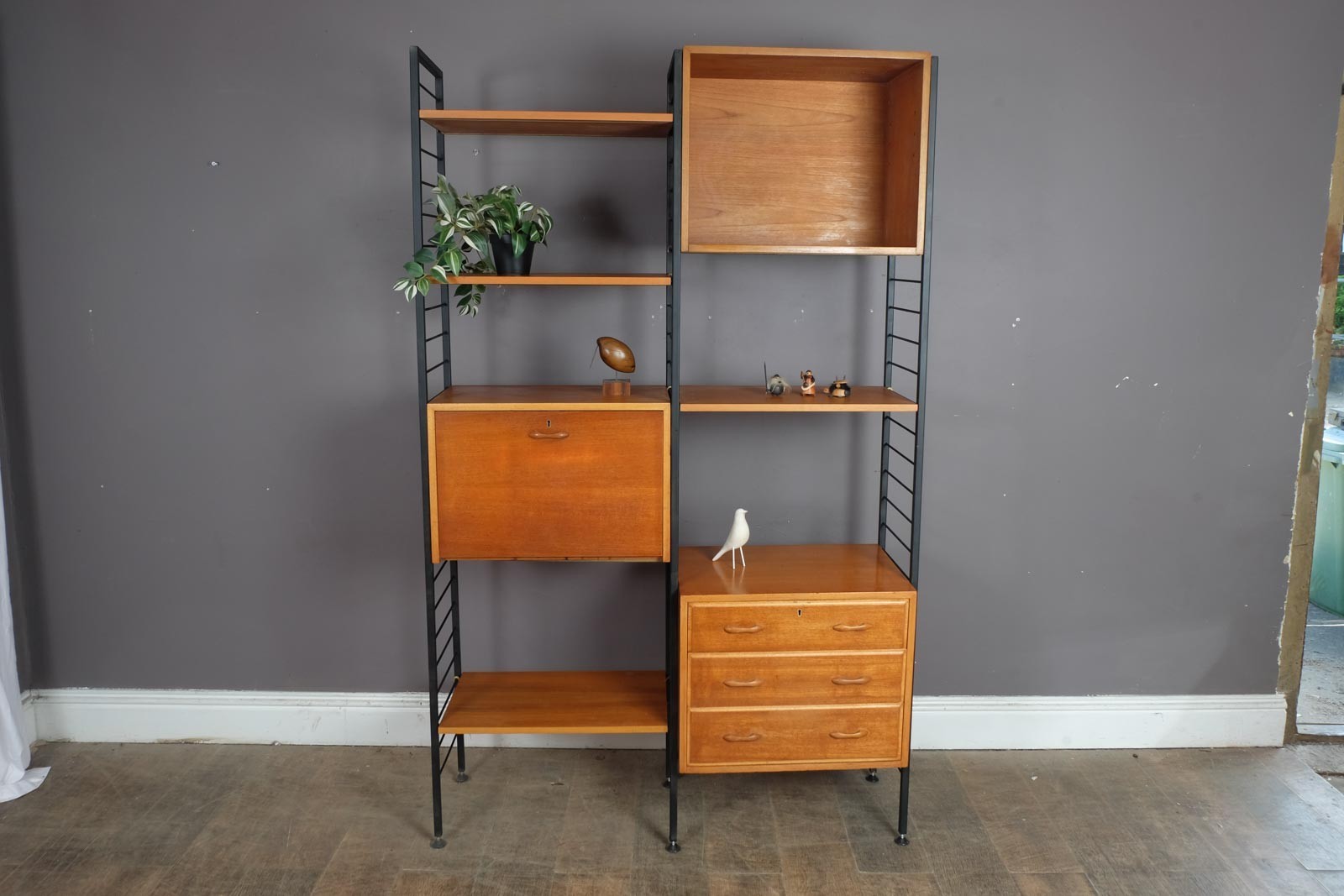 Vintage Retro 2 Bays of Narrow Staples Ladderax in Teak