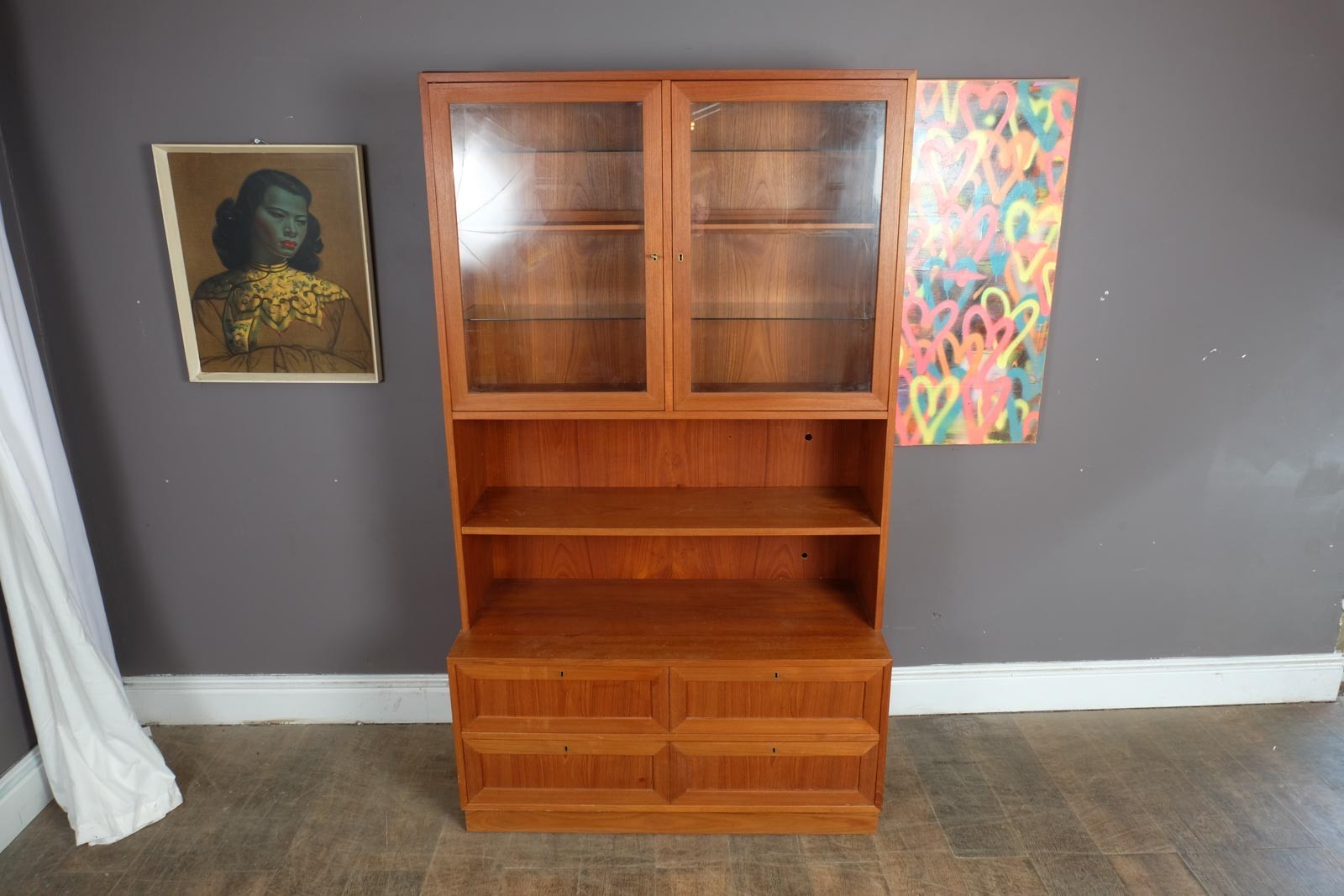 Vintage Retro Danish Mid Century Large Teak Wall Unit