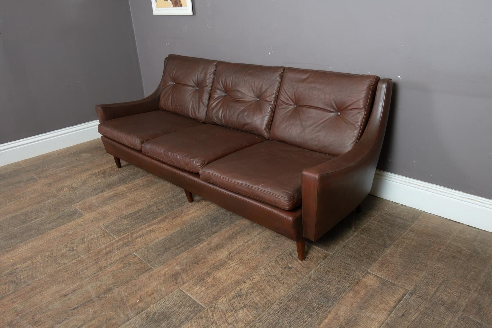 Vintage Georg Thams Vejen Brown Leather Sofa