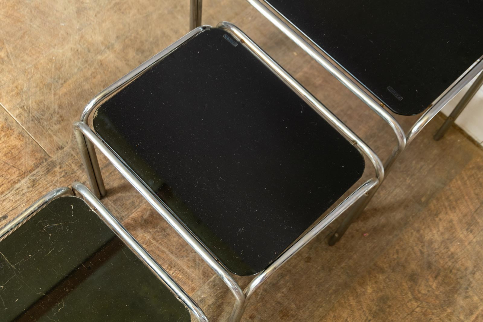 Vintage Retro Chrome and Glass Nesting Tables