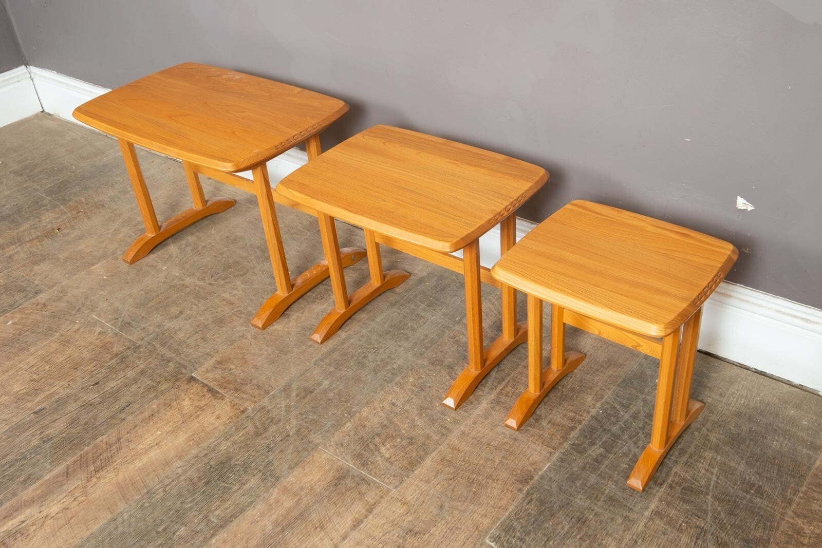 Vintage Ercol Light Elm Nest of Tables Model 927