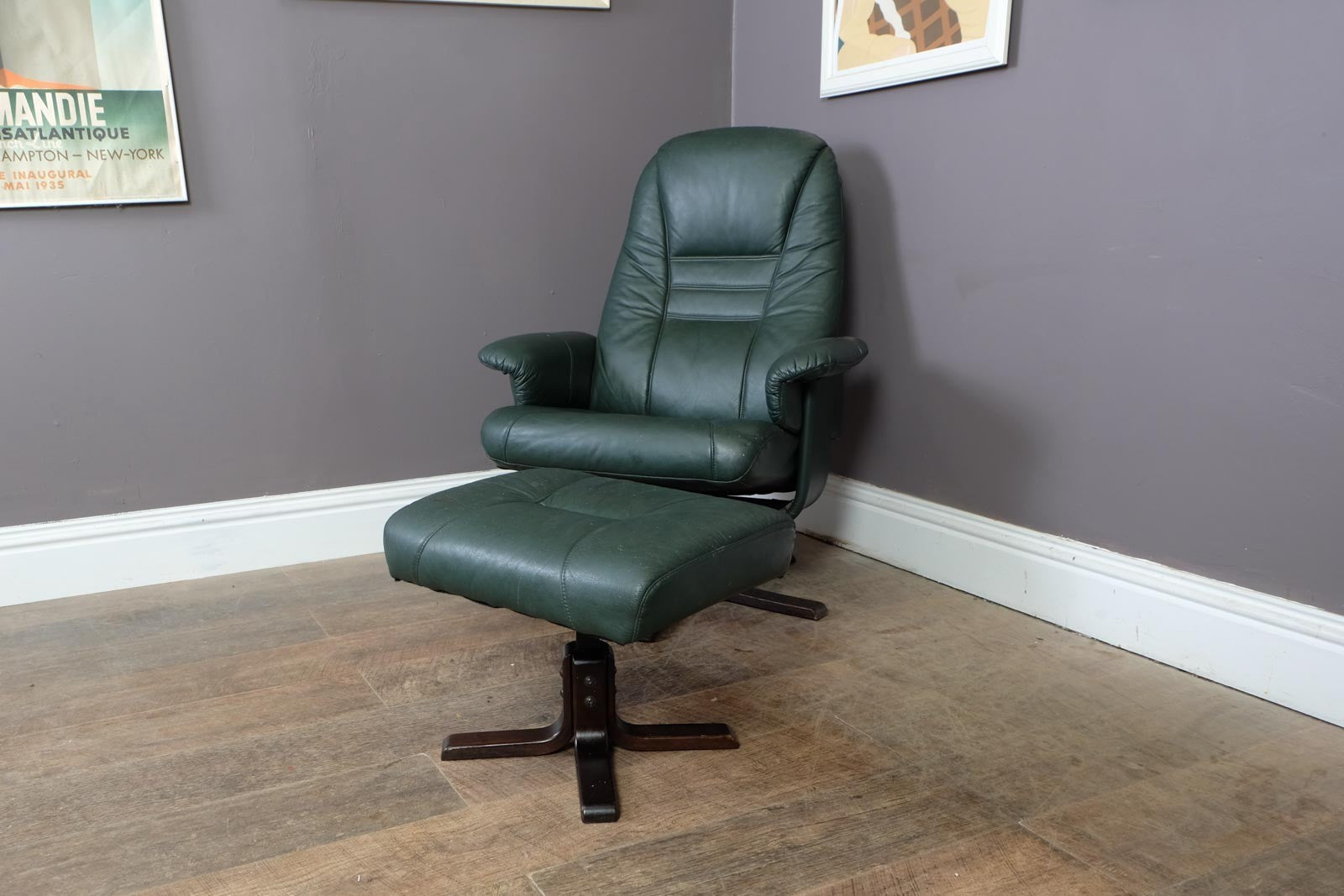 Vintage Retro Danish Reclining Armchair and Footstool by Unico