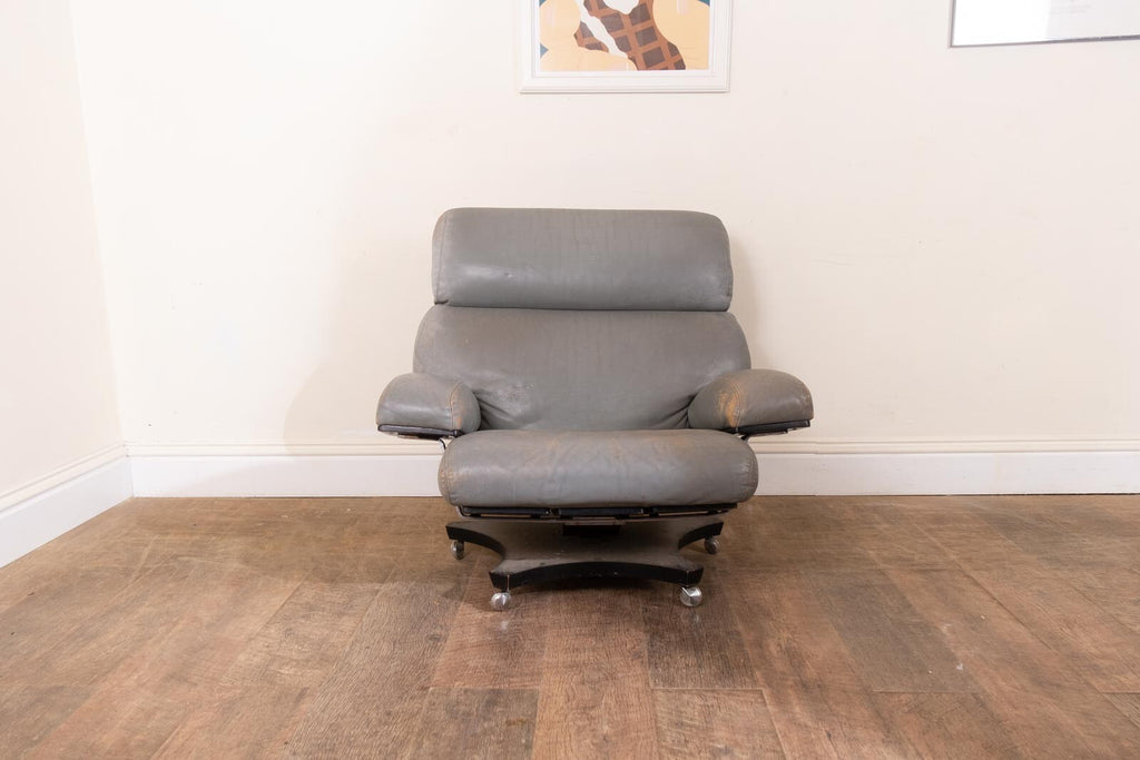 Vintage Retro G Plan Housemaster Arm Chair in Grey Leather