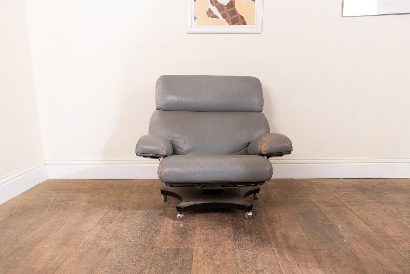 Vintage Retro G Plan Housemaster Arm Chair in Grey Leather