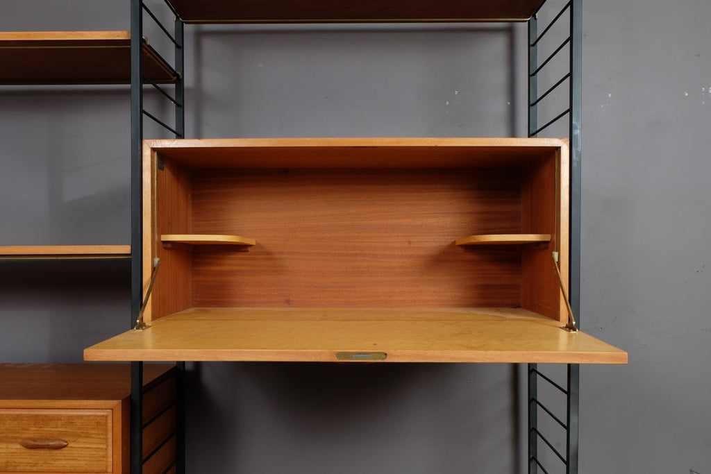 2 Bay Mid Century Modern Staples Ladderax Shelving System Teak