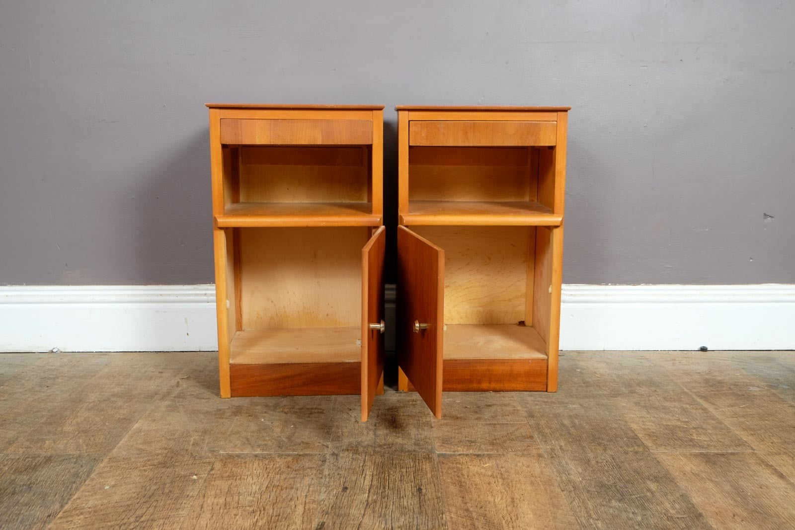 Vintage Retro Pair of Teak Mid Century Bedside Tables