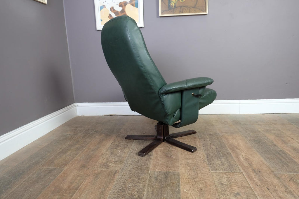 Vintage Retro Danish Reclining Armchair and Footstool by Unico