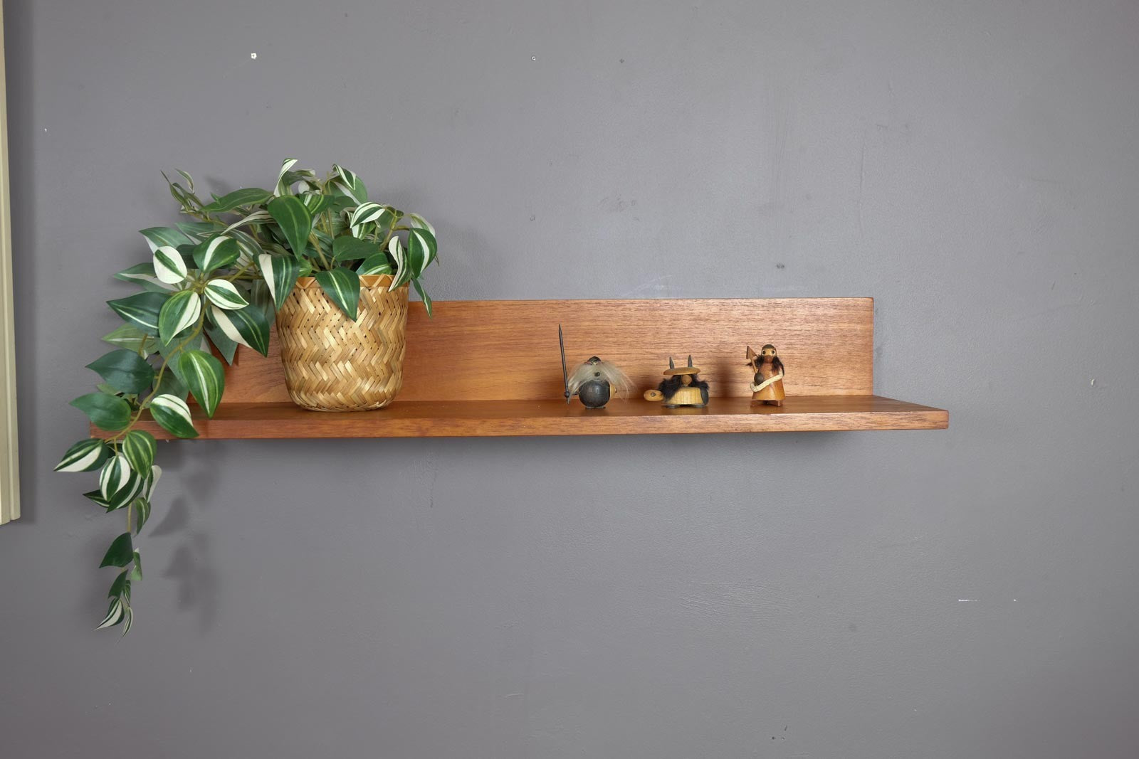 Vintage Retro Large Floating Teak Shelf by Beaver and Tapley