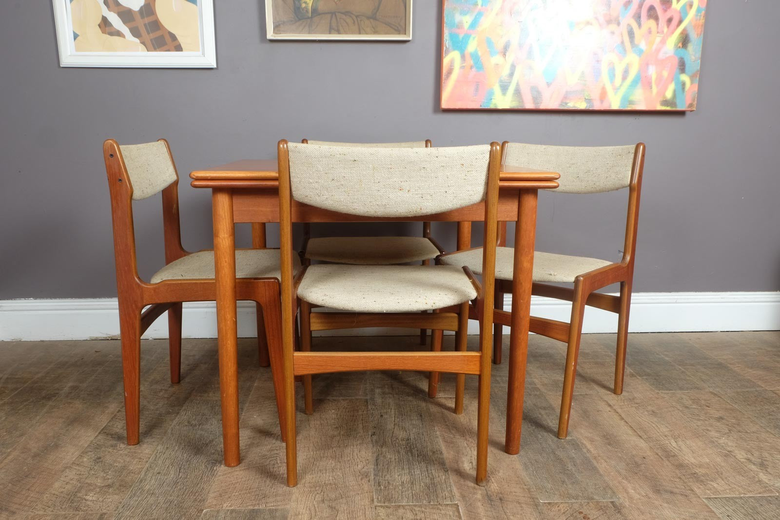Vintage Retro Small Danish Teak Dining Table and 4 Chairs by AM Mobler