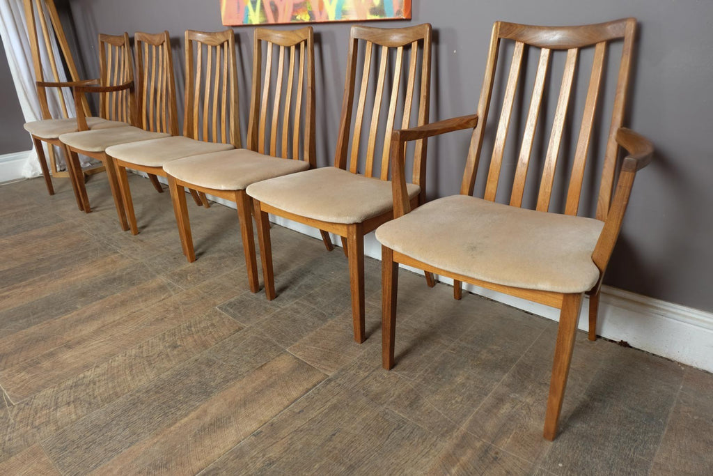 Vintage Retro G Plan Oval Teak DIning Table and 6 High Back Chairs