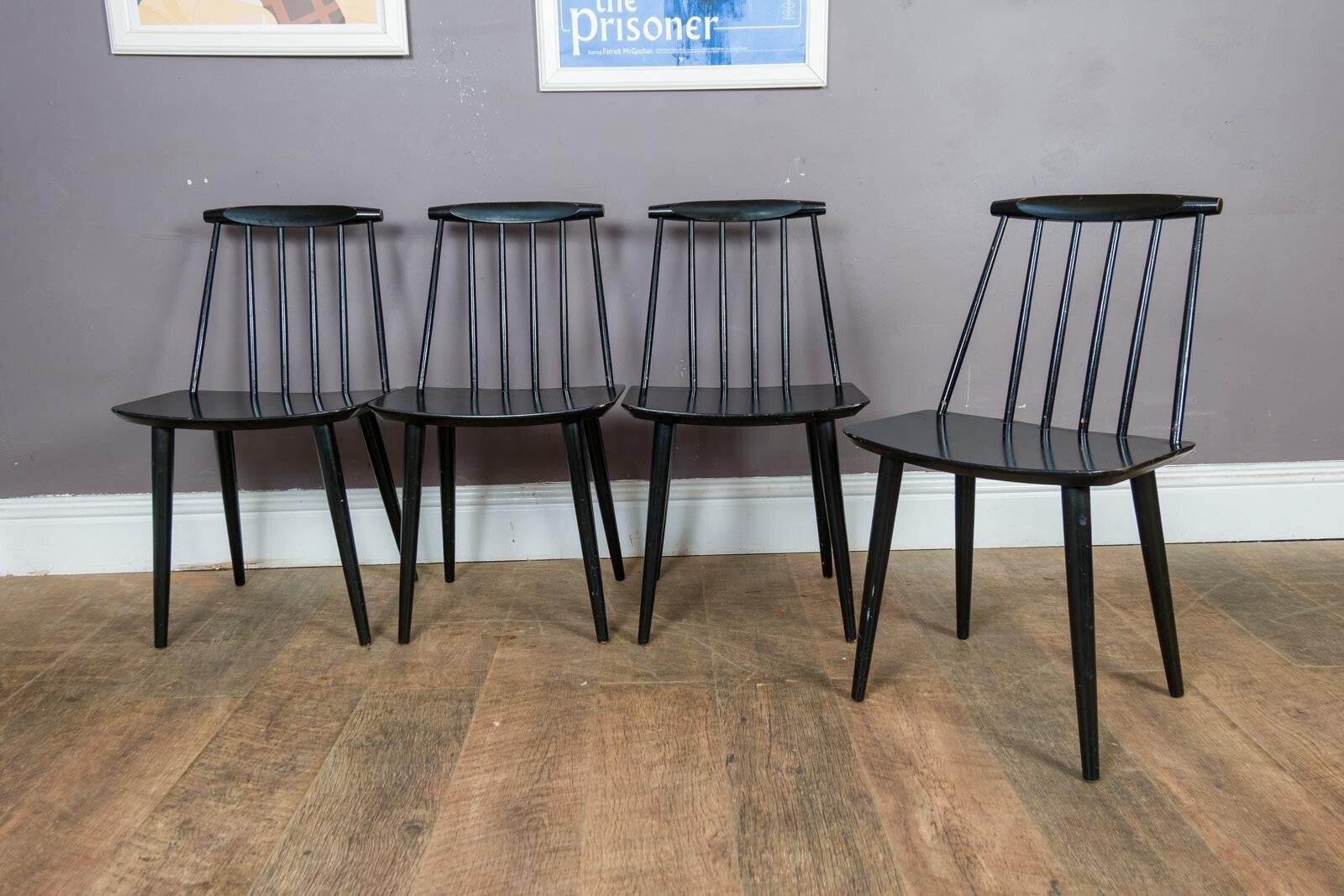 Vintage Retro Set of 4 J77 dining chairs by Folke Palsson for FDB Mobler