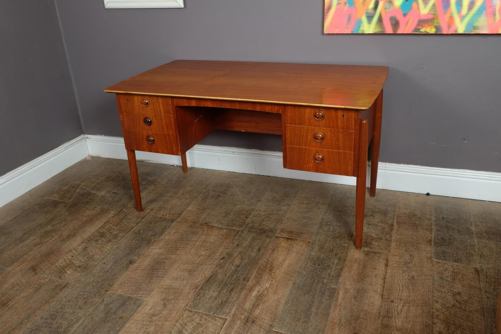 Vintage Danish Mid Century Teak Desk by P.A. Nielsen and Co