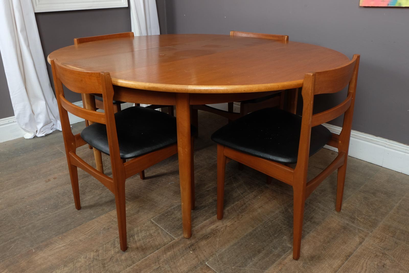 Vintage Retro Med Century Teak Extending Dining Table and 4 chairs by Nathan