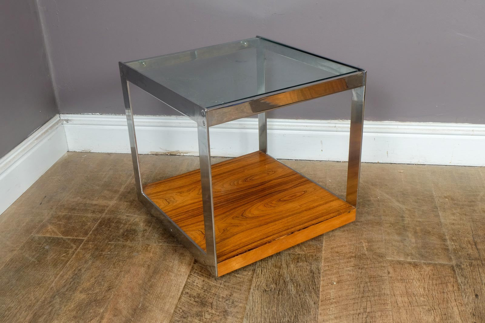 Vintage Retro Chrome and Rosewood Sidetable by Merrow Associates