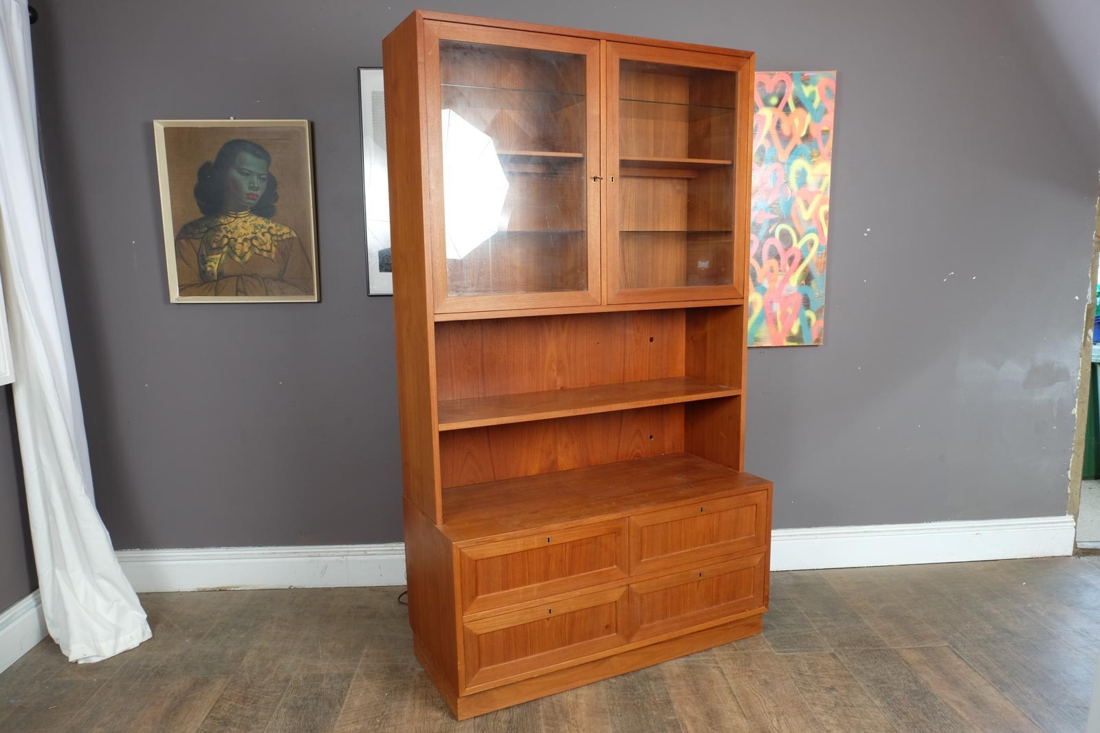 Vintage Retro Danish Mid Century Large Teak Wall Unit