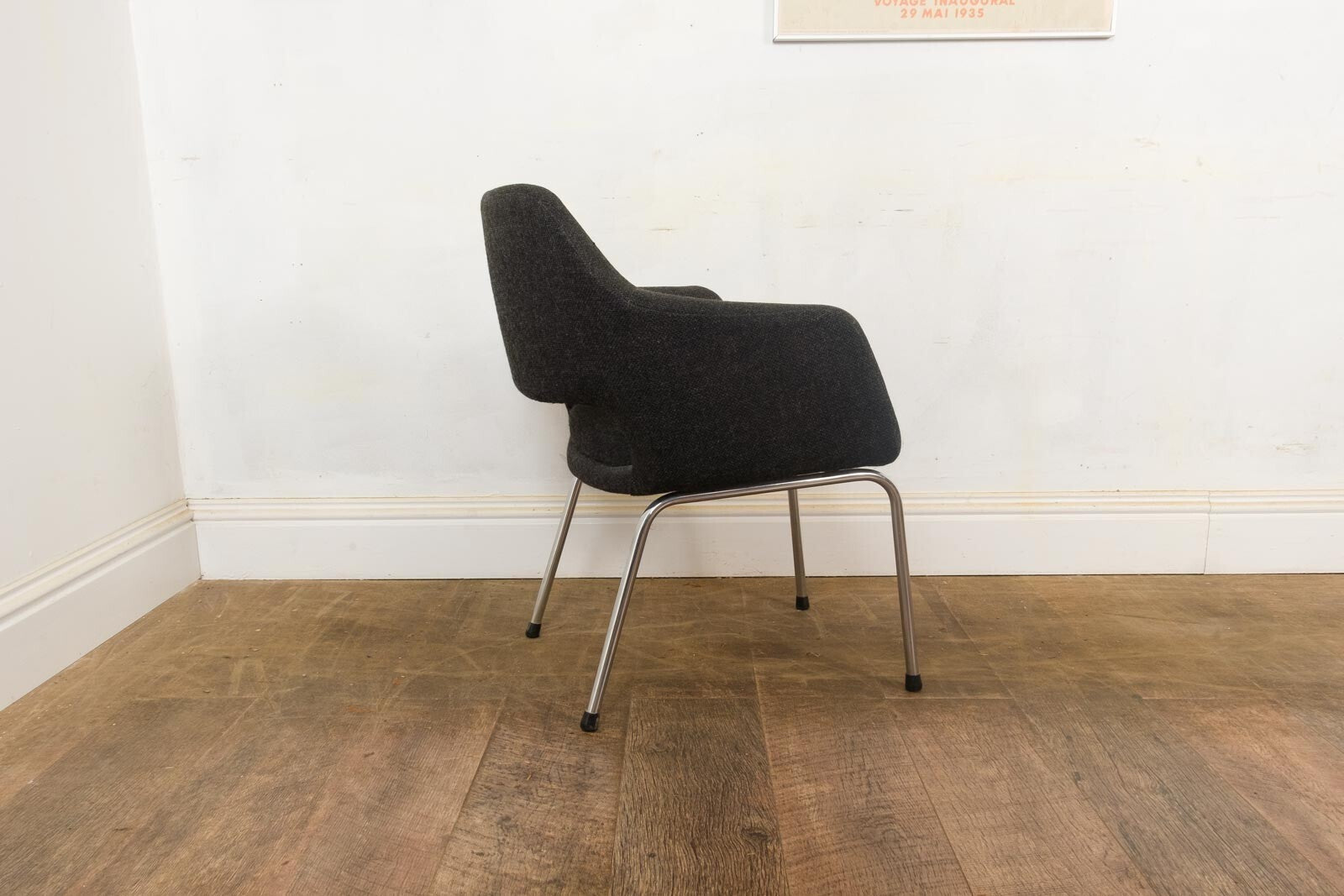 Vintage Retro Fabric and Vinyl Conference Desk Chair