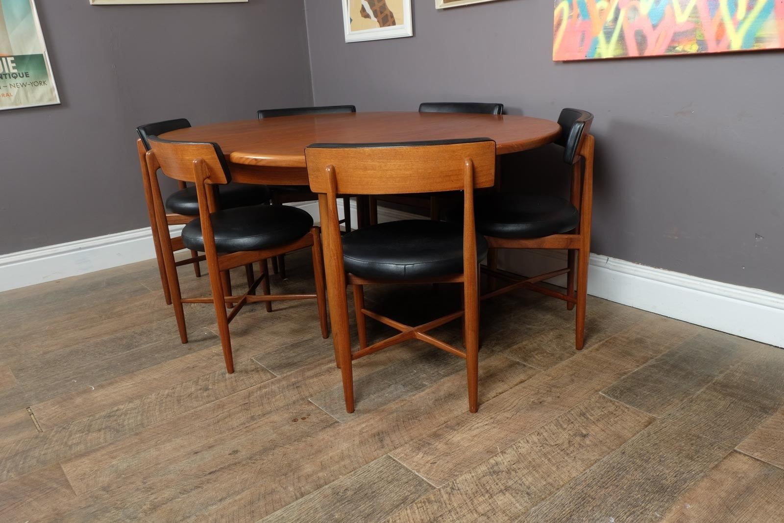 Vintage G Plan Fresco Circular Teak Dining Table and 6 Chairs by VB Wilkins