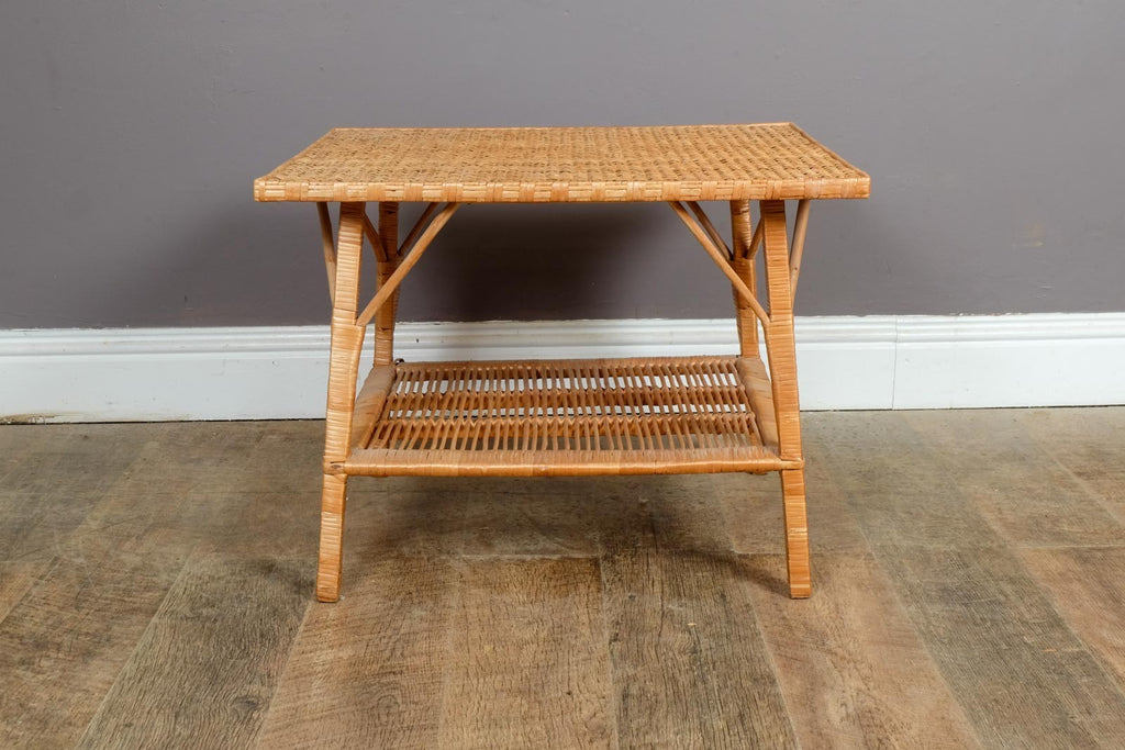Vintage Retro Bamboo Wicker Side End Table