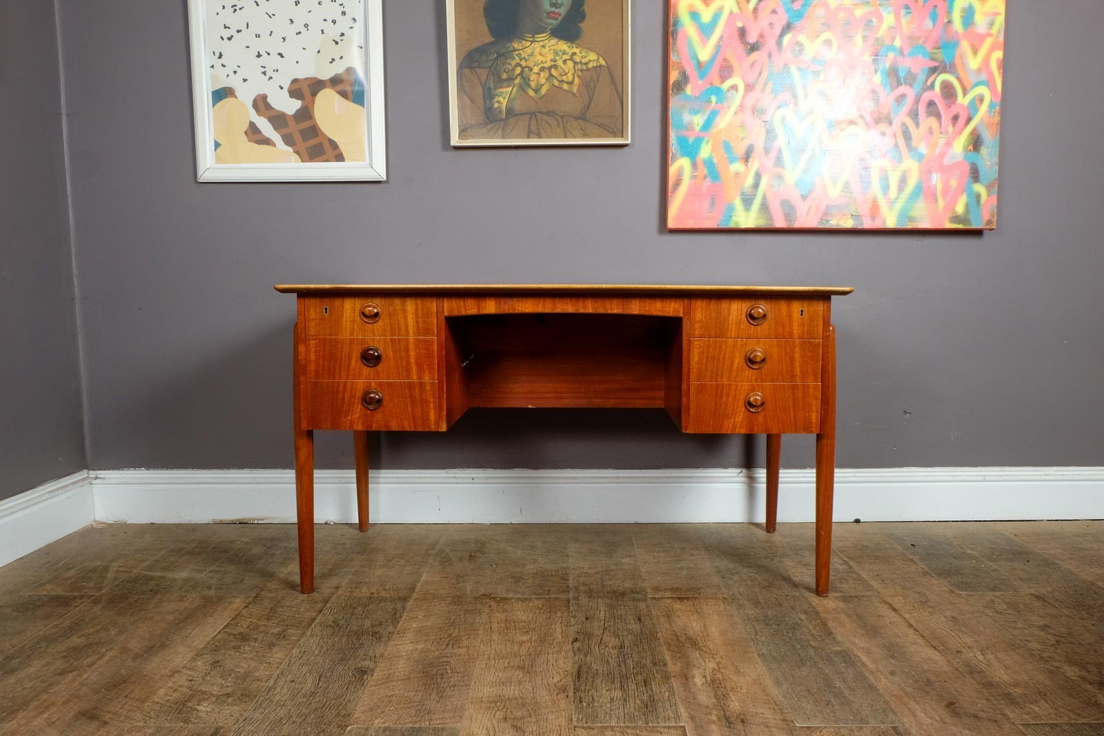 Vintage Danish Mid Century Teak Desk by P.A. Nielsen and Co