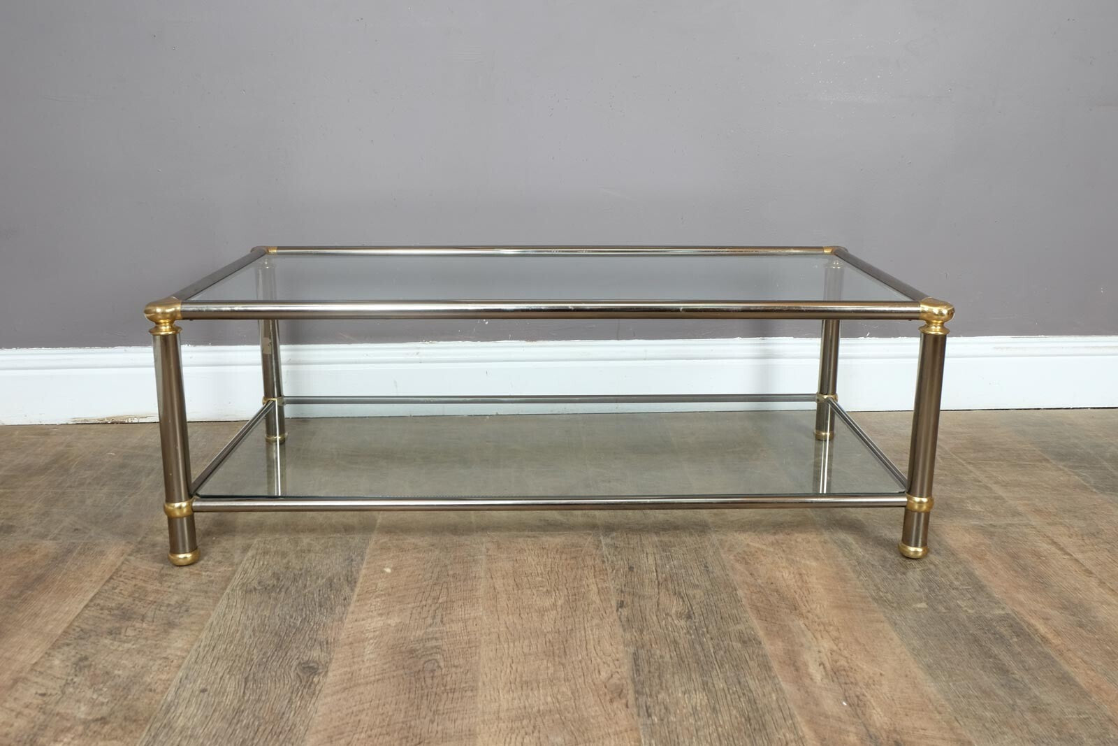 Vintage Retro Chrome and Brass 1970s Coffee Table
