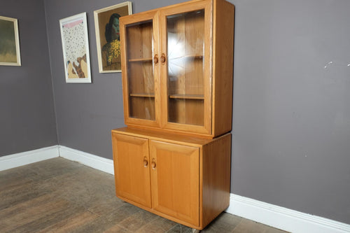 Vintage Ercol Light Elm Display Cabinet Sideboard Wall Unit