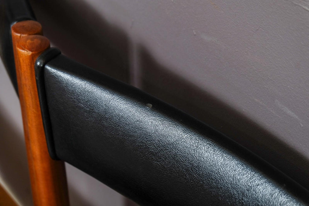 A H McIntosh Teak Extending Circular table and 4 Tuck Under Chairs