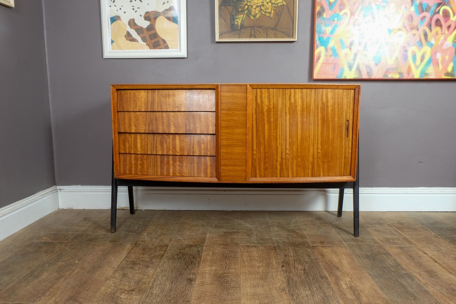 Vintage Mid Century Zebrano Teak Sideboard by Herbert Gibbs