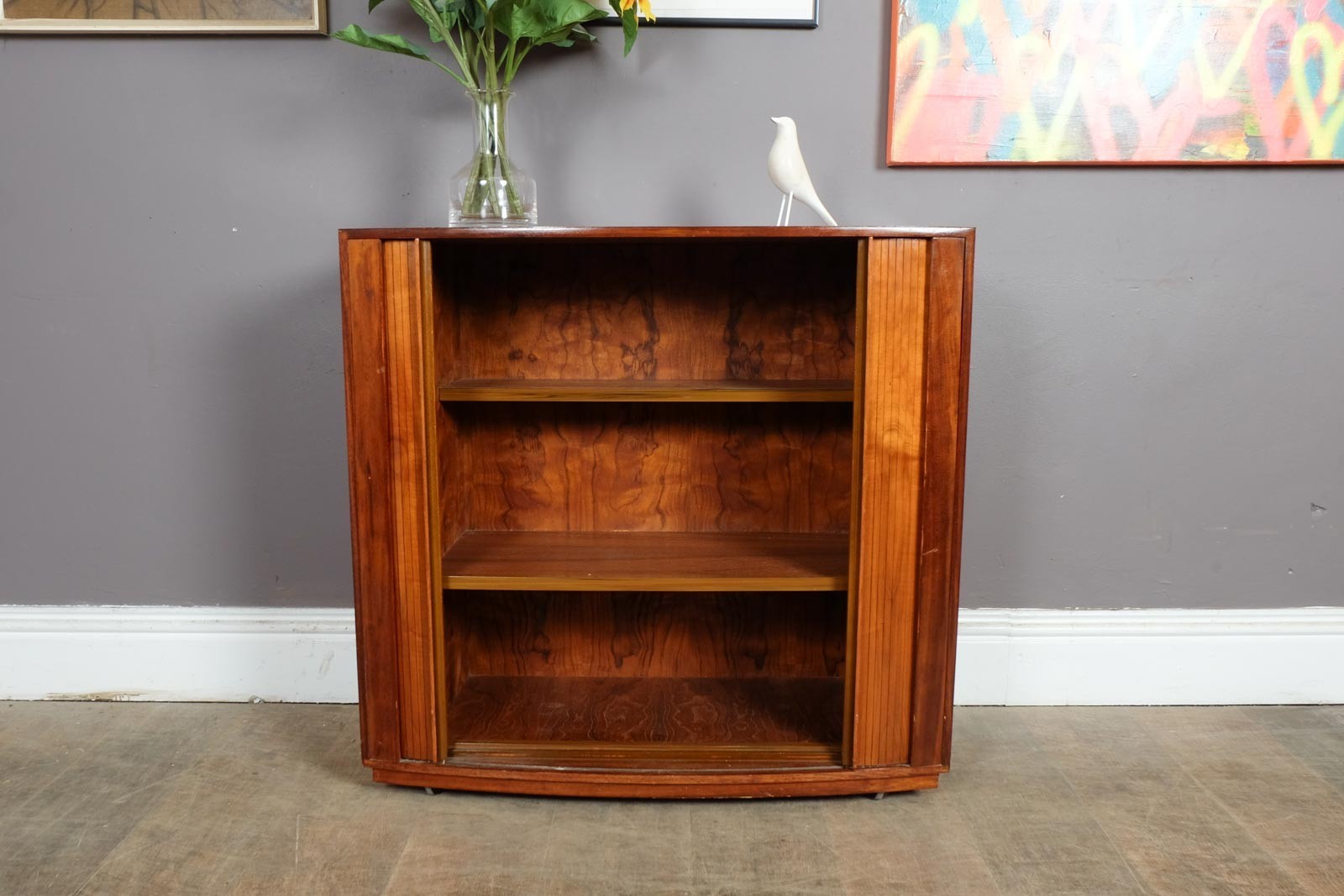 Vintage Retro Danish Style teak Cabinet with Tambour Door