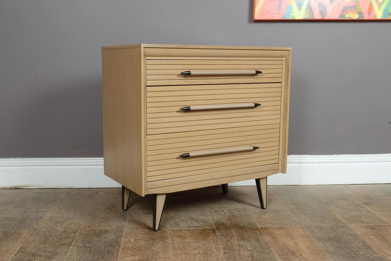 Vintage Retro Lightwood Chest of 3 Drawers by Lebus