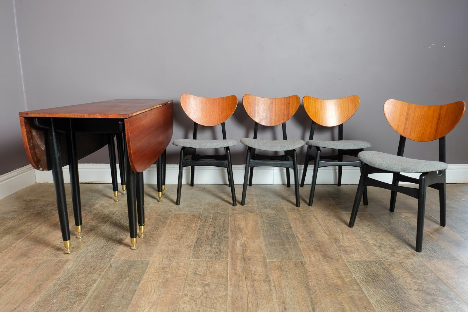 Vintage Retro G Plan Librenza Drop Leaf Dining Table and 4 Butterfly Chairs