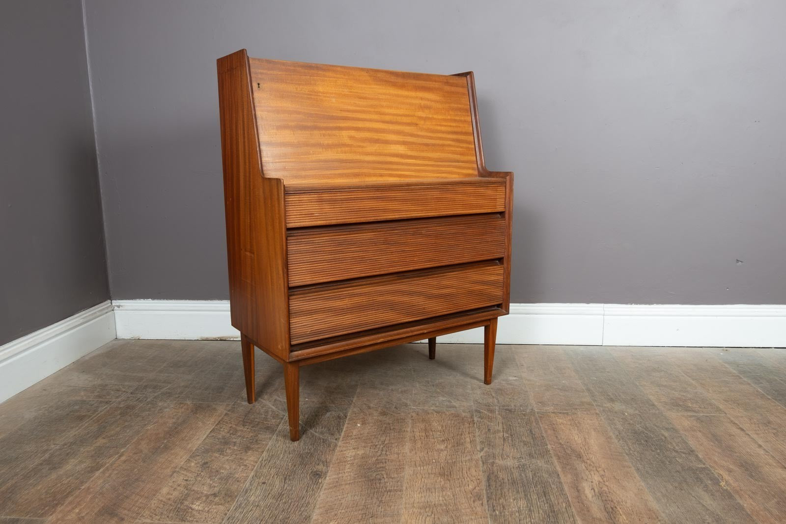 Vintage Mid Century Afromosia Bureau by Richard Hornby for Fyne Ladye