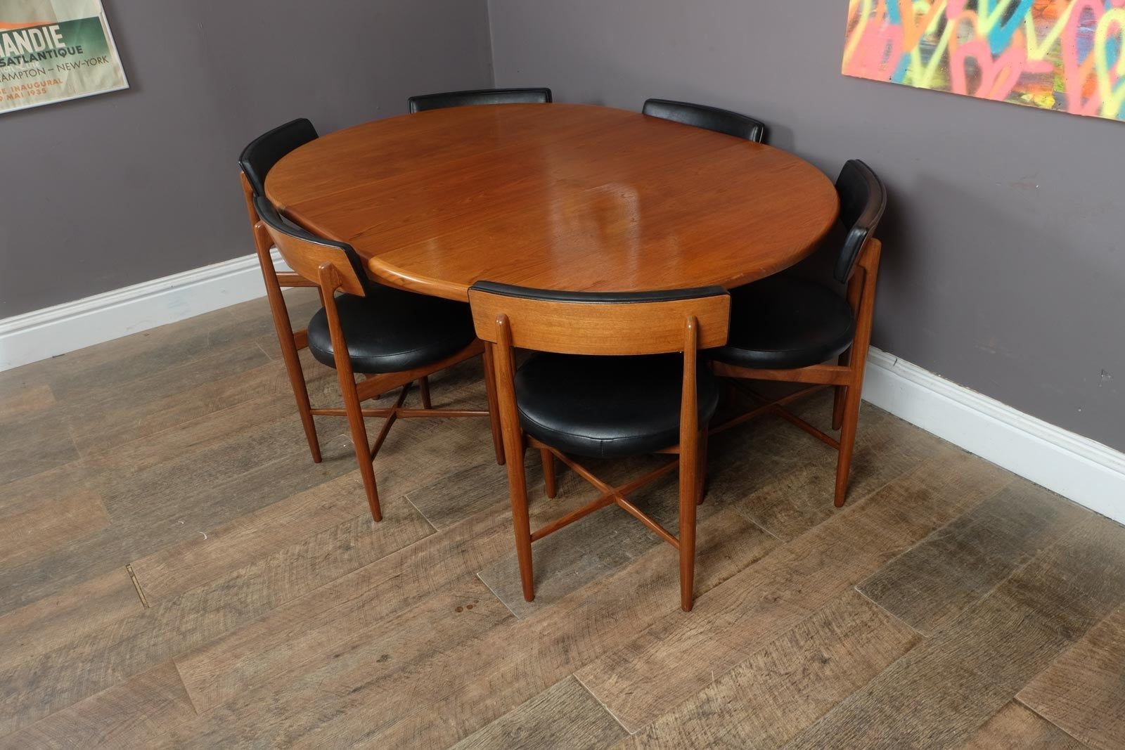 Vintage G Plan Fresco Circular Teak Dining Table and 6 Chairs by VB Wilkins