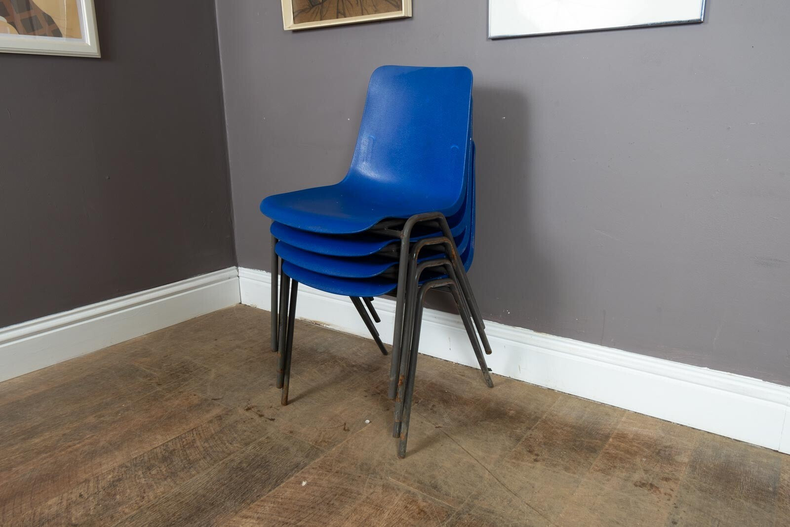 Vintage Retro Set of 4 School Stacking Chairs by Remploy