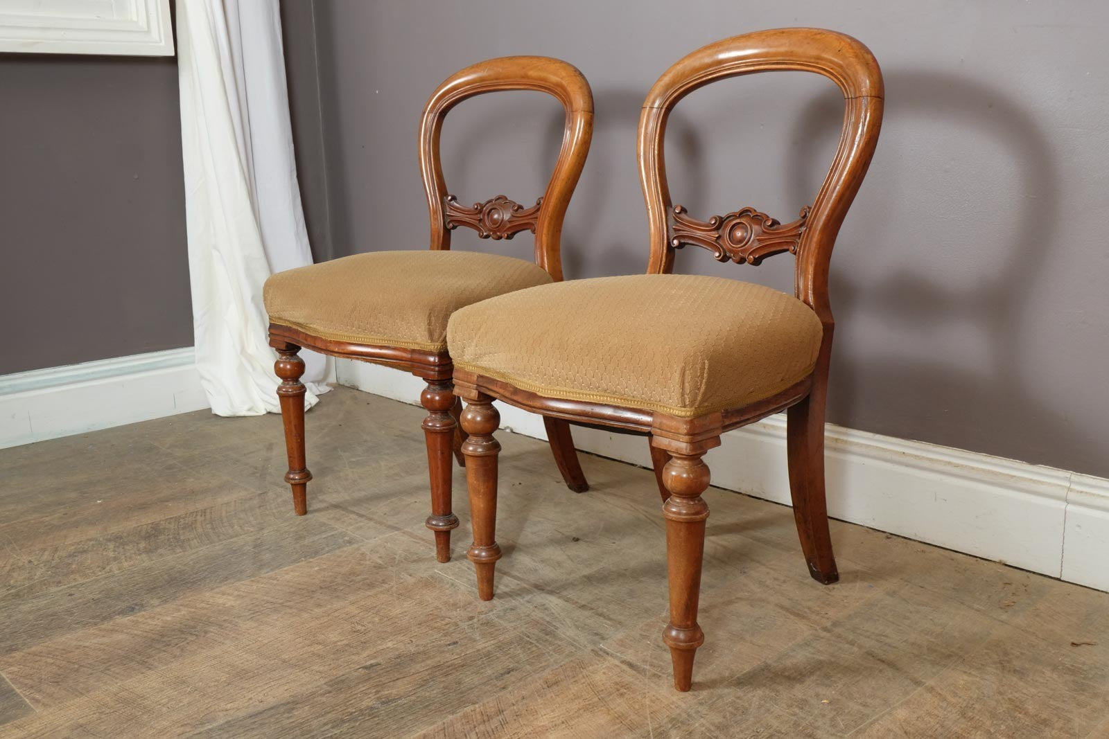 Vintage Pair of Antique Victorian Balloon Back Chairs