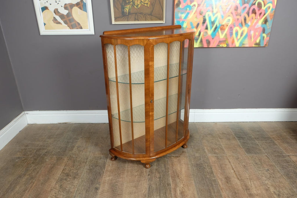 Vintage Walnut Glazed Display Cabinet