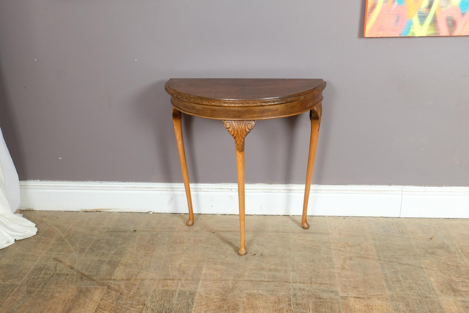 Vintage Retro Antique Half Moon Console Table