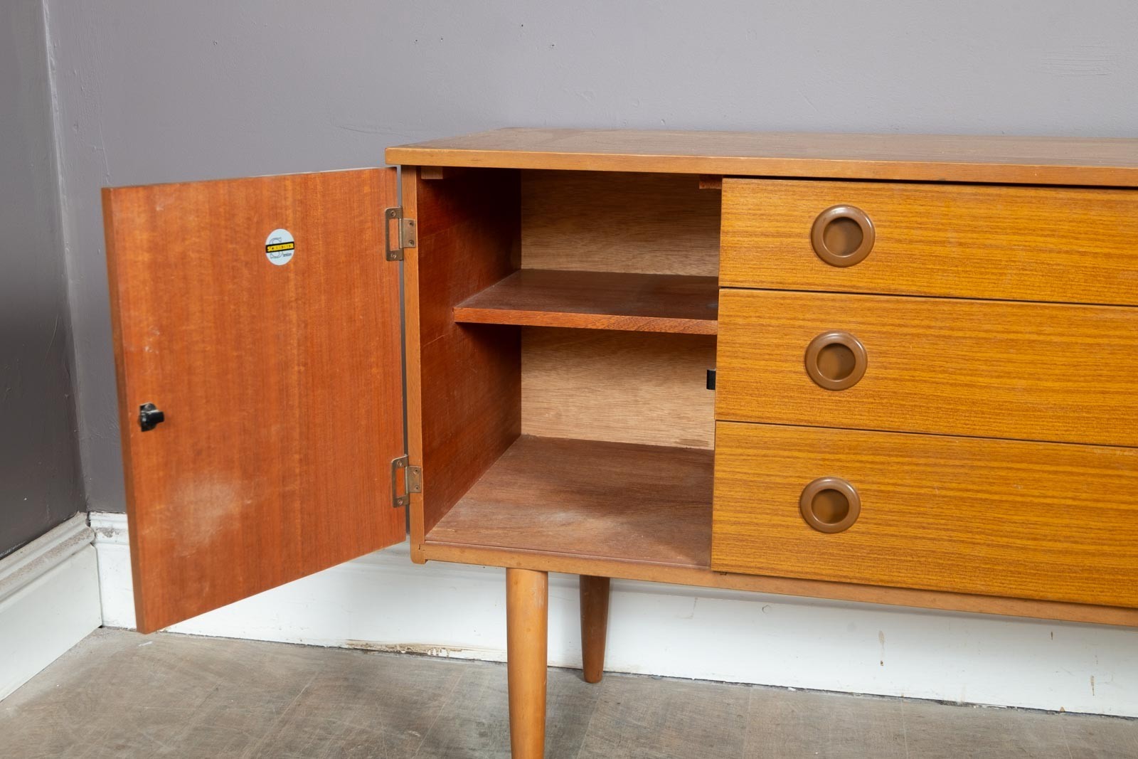 Vintage Retro Mid Century Small Teak Sideboard by Schreiber