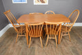 Vintage Retro Light Elm Dining Table and 6 Ercol Chairs