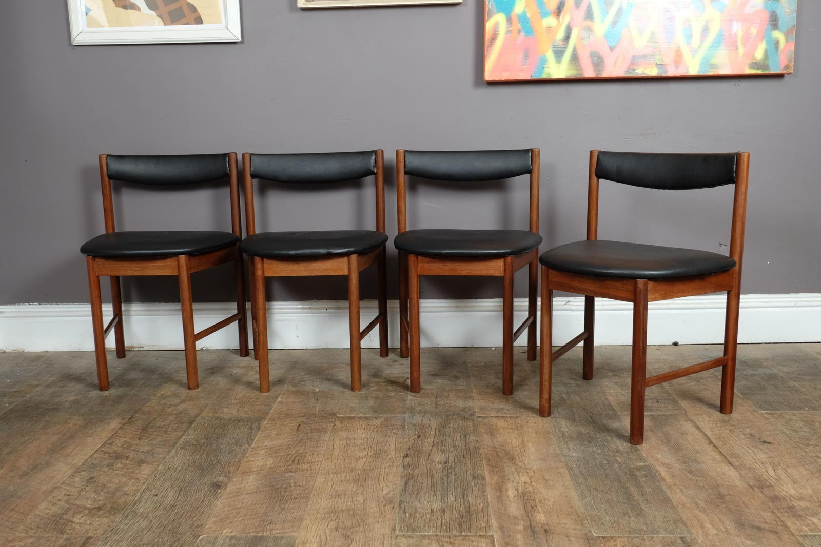 Vintage Retro Mcintosh Teak Oval Dining Table and 4 Tuck Under Chairs