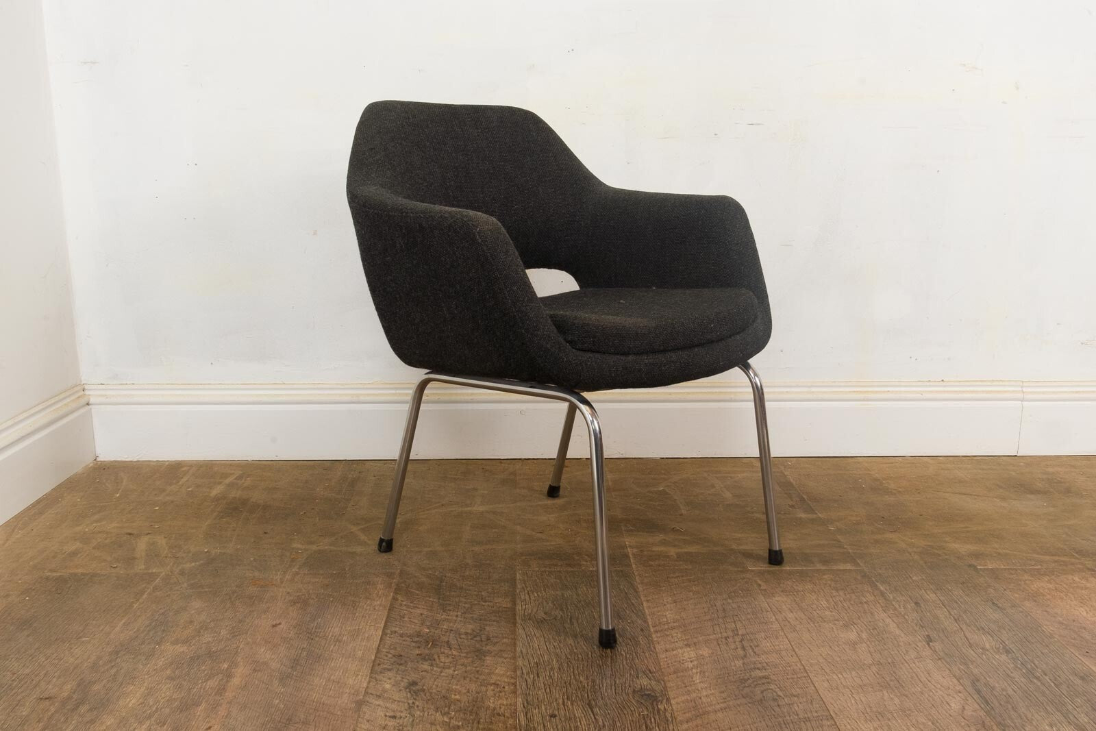 Vintage Retro Fabric and Vinyl Conference Desk Chair