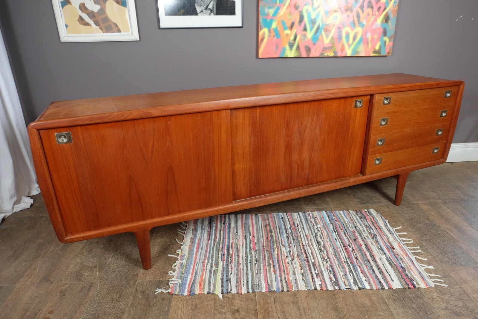 Vintage Large Danish Teak Sideboard by HP Hansen