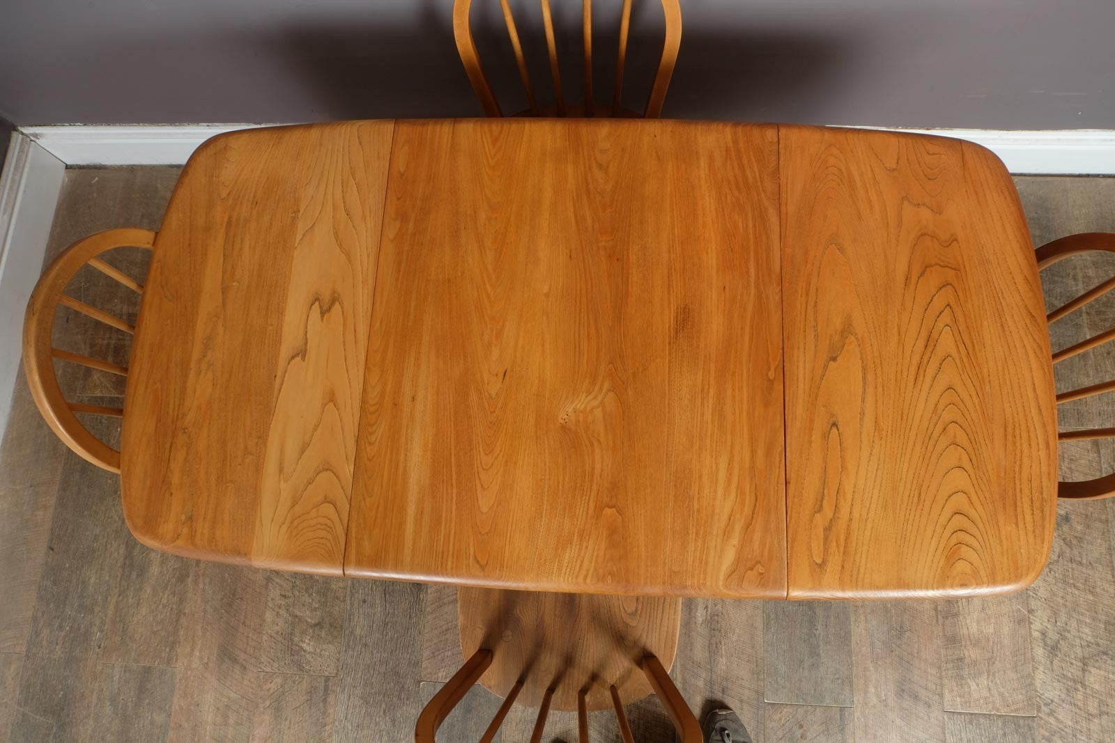 Vintage Retro Ercol Light Elm Drop Leaf Dining Table and 4 Chairs