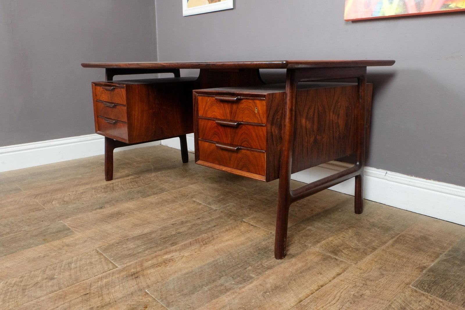 Vintage Danish Rosewood Desk Model 75 by Omann Jun